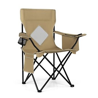 Costway Folding Camping Chair with Mesh Fabric Backrest, Solid Metal Frame & Carrying Bag