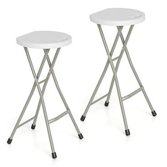 Costway Portable Folding Stool Lightweight Collapsible Round Stool with Handle