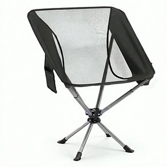 Costway 360° Swivel Camping Chair, Lightweight Portable Folding Chair with Cup Holder