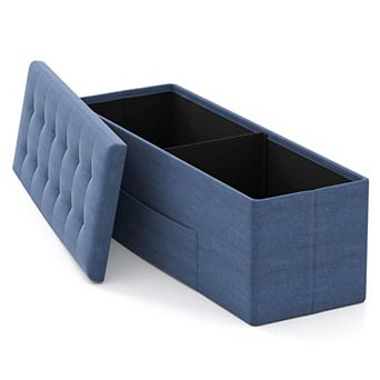 Costway 43” Folding Ottoman Bench w/ Storage Chest & Pocket End of Bed Bech