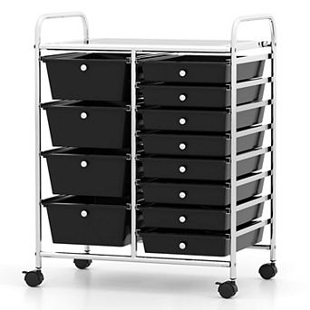 Costway 12-Drawer Rolling Storage Cart with Removable Drawers & Lockable Casters for Office