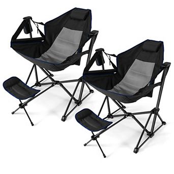 Costway Hammock Camping Chair with Retractable Footrest & Carrying Bag for Camping Picnic