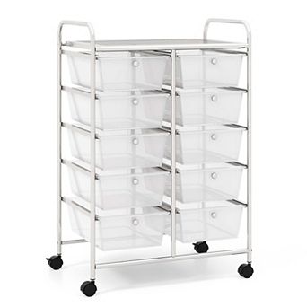 Costway 10-Drawer Art & Craft Storage Cart Utility Rolling Trolley Kitchen Office Organizer