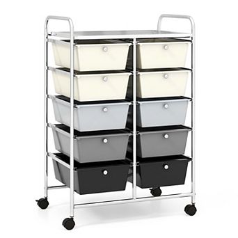 Costway 10-Drawer Art & Craft Storage Cart Utility Rolling Trolley Kitchen Office Organizer