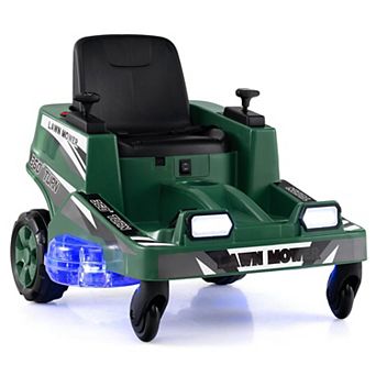 Costway 12V Ride on Lawn Mower with Dual Control Sticks LED Lights Twist Turn for Aged 3-8