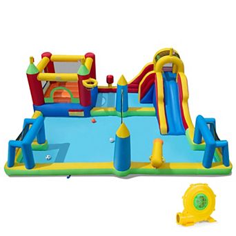 Costway Inflatable Water Slide Bounce House with Climbing Wall, Splash Pool, 780W Blower