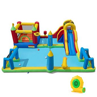 Costway Inflatable Water Slide Bounce House with Climbing Wall, Splash Pool, 680W Blower