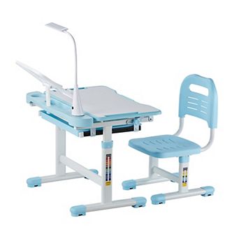 VEVOR Kids Study Chair and Desk Set, Study Desk and Chair for Kids with Table Lamp