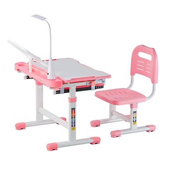 VEVOR Kids Study Chair and Desk Set, Study Desk and Chair for Kids with Table Lamp