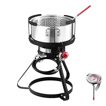 VEVOR 10-qt Fish and Wing Fryer, Aluminum Propane Fish Fryer Kit, Outdoor Deep Fryer Seafood Pot