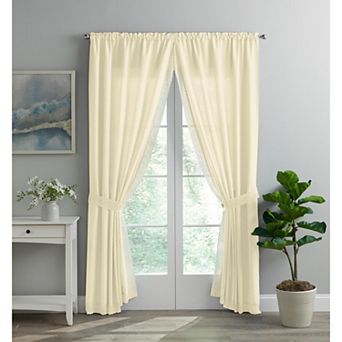 BrylaneHome Lace Trim Tie-Back Panels