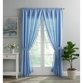 BrylaneHome Lace Trim Tie-Back Panels
