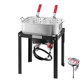 VEVOR 18-qt Fish and Wing Fryer with Double Basket, Aluminum Propane Fish Fryer Kit,with Thermometer