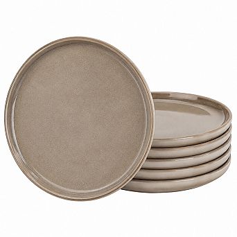 10.25 Inch Ceramic Dinner Plates Set Of 6 Microwave Dishwasher Safe Brown