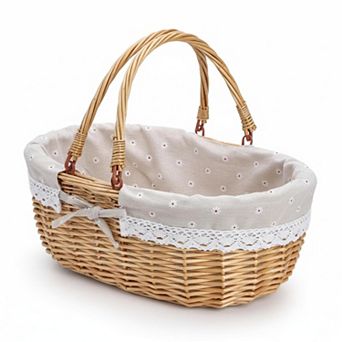 Wicker Picnic Basket With Handles Farmhouse Storage For Easter Wedding Harvest