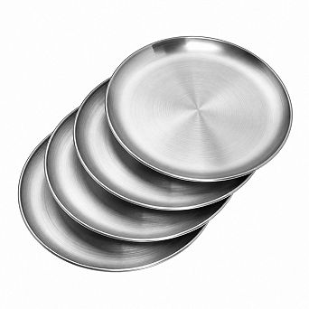 10-Pack Stainless Steel Dinner Plates Reusable Unbreakable Dishwasher Safe For Home Camping Bbq