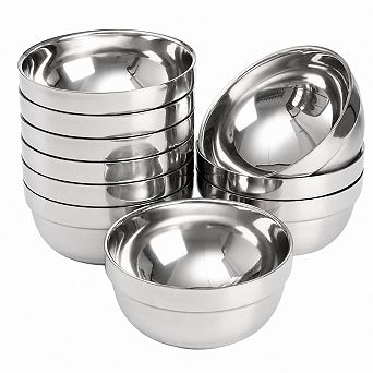 10 Pack Stainless Steel Double Wall Serving Bowls 15 Oz Multipurpose Food Containers