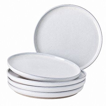 10 Inch Ceramic Dinner Plates Set Of 4 Matte Terracotta Base Scratch Resistant Oven Dishwasher Safe