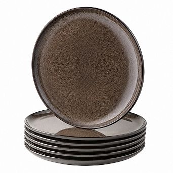 10.5 Inch Reactive Glaze Porcelain Dinner Plates Set of 6 Microwave Oven Safe Scratch Resistant