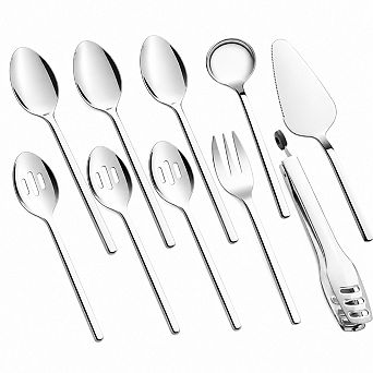 10 pc Heavy Duty 18 10 Stainless Steel Serving Utensils Set For Buffet Wedding Party