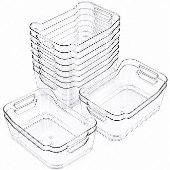 12 Pack Clear Plastic Storage Bins With Handles For Kitchen Pantry Bathroom Under Sink