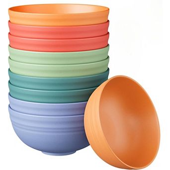 10 pc Unbreakable Cereal Bowls,Dishwasher Microwave Safe Wheat Straw Bowls,for Picnics