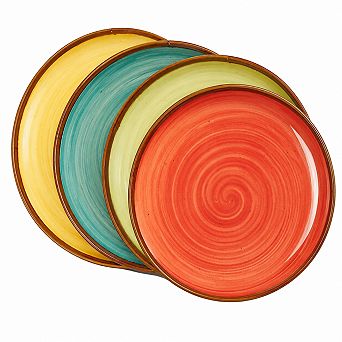 10.5 Inch Porcelain Dinner Plate Set 4 Pack Rustic Speckled Dishwasher Safe