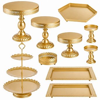 10 Pack Metal Cake Stand Set Multi Style Dessert Display Tray For Party Events