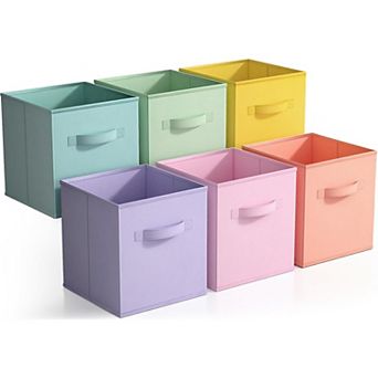 11 Inch Fabric Storage Cubes,Sturdy Collapsible Bins With Handle - 6 Foldable Baskets for Organizing