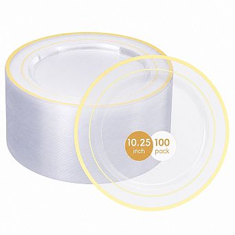 10.25 Inch Clear Plastic Dinner Plates Heavy Duty Disposable For Party Wedding Birthday