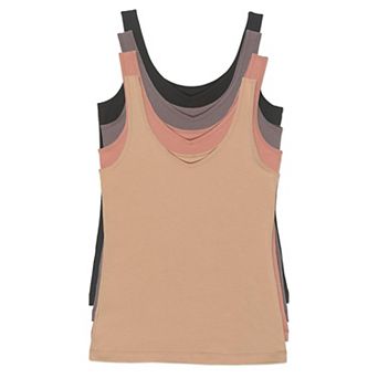 Womens 4-Pack Reversible Tank Top Comfort Moisture Wicking Versatile Fit