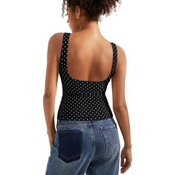 Women Double Lined Built In Bra Boat Neck Tank Top Slim Fit Summer Going Out Top