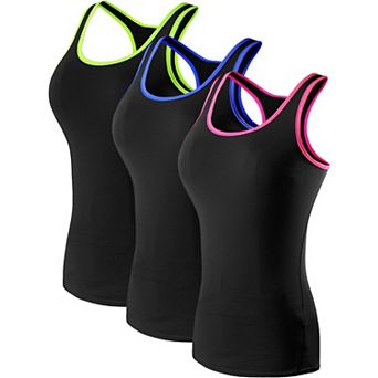 Womens 3-Pack Dry Fit Moisture Wicking Tank Top for Yoga Sports Running