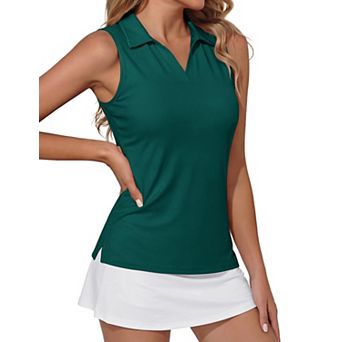 Womens UPF 50+ Sleeveless Golf Polo Shirt Quick Dry Athletic Tank Tops