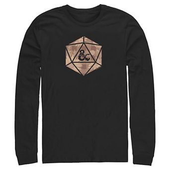 Men's Dungeons & Dragons Autumn Plaid Print Die Long Sleeve Graphic Tee