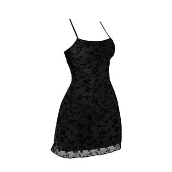 Women's Floral Print Mesh Mini Cami Dress Sleeveless Open Back Summer Sundress