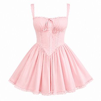 Women Square Neck Lace Spliced A Line Mini Dress Casual Party Wear