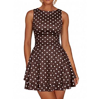 Women's Ruffle Hem A Line Sleeveless Ruched Corset Party Mini Dress