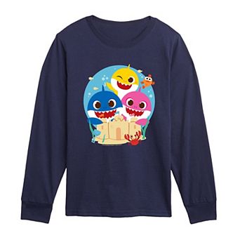 Toddler Boy Baby Shark Building a Sand Castle Long Sleeve Graphic Tee