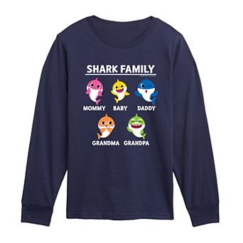 Toddler Boy Baby Shark "Shark Family" Grid Long Sleeve Graphic Tee