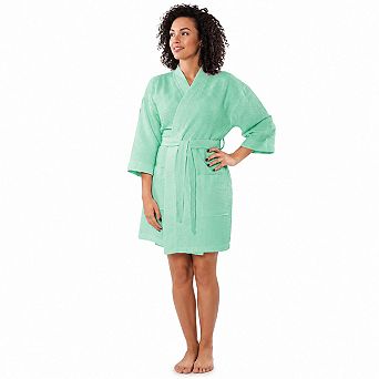 Womens Waffle Kimono Bathrobe Lightweight Soft Cotton Blend Fast Drying