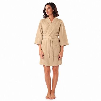 Womens Waffle Kimono Bathrobe Lightweight Soft Cotton Blend Fast Drying