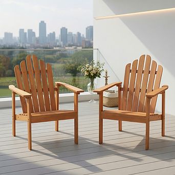 2-Pack Stackable Adirondack Chairs with Solid Acacia Wood for Patio