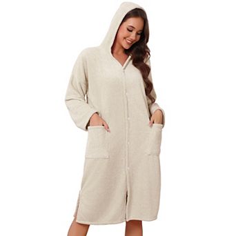 Women Bathrobe Hooded Long Sleeve with Pocket After Shower