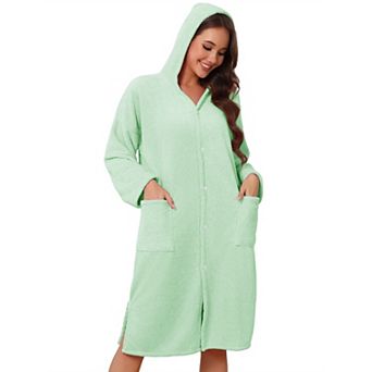 Women Bathrobe Hooded Long Sleeve with Pocket After Shower