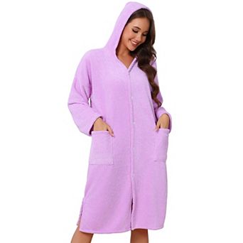 Women Bathrobe Hooded Long Sleeve with Pocket After Shower