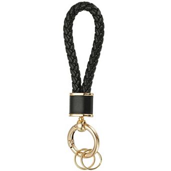 1 pc Braided Leather Keychain, Woven Strap Lanyard with 360 Degree Rotatable
