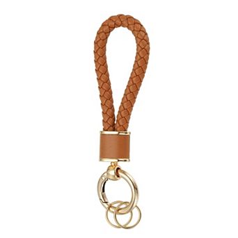 1 pc Braided Leather Keychain, Woven Strap Lanyard with 360 Degree Rotatable