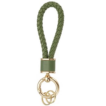 1 pc Braided Leather Keychain, Woven Strap Lanyard with 360 Degree Rotatable