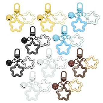 10 pc Star Keychain, Cute Keychain Charms Bulk Stars Bell Bag Charms Key Ring